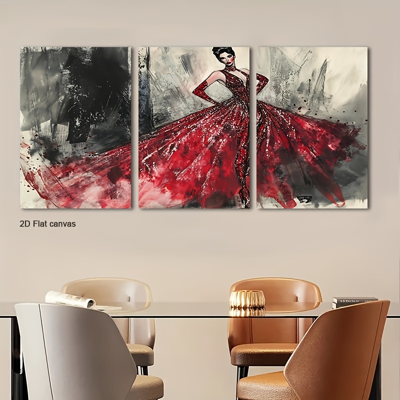 Frameless Canvas 3pcs Red Sequ - đánh giá và giá Canvas Wrap Ready